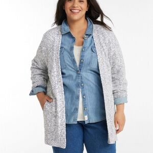 L.L.Bean Cotton Ragg Open Cardigan Sweater Women’s Plus 1X - Slightly Fitted